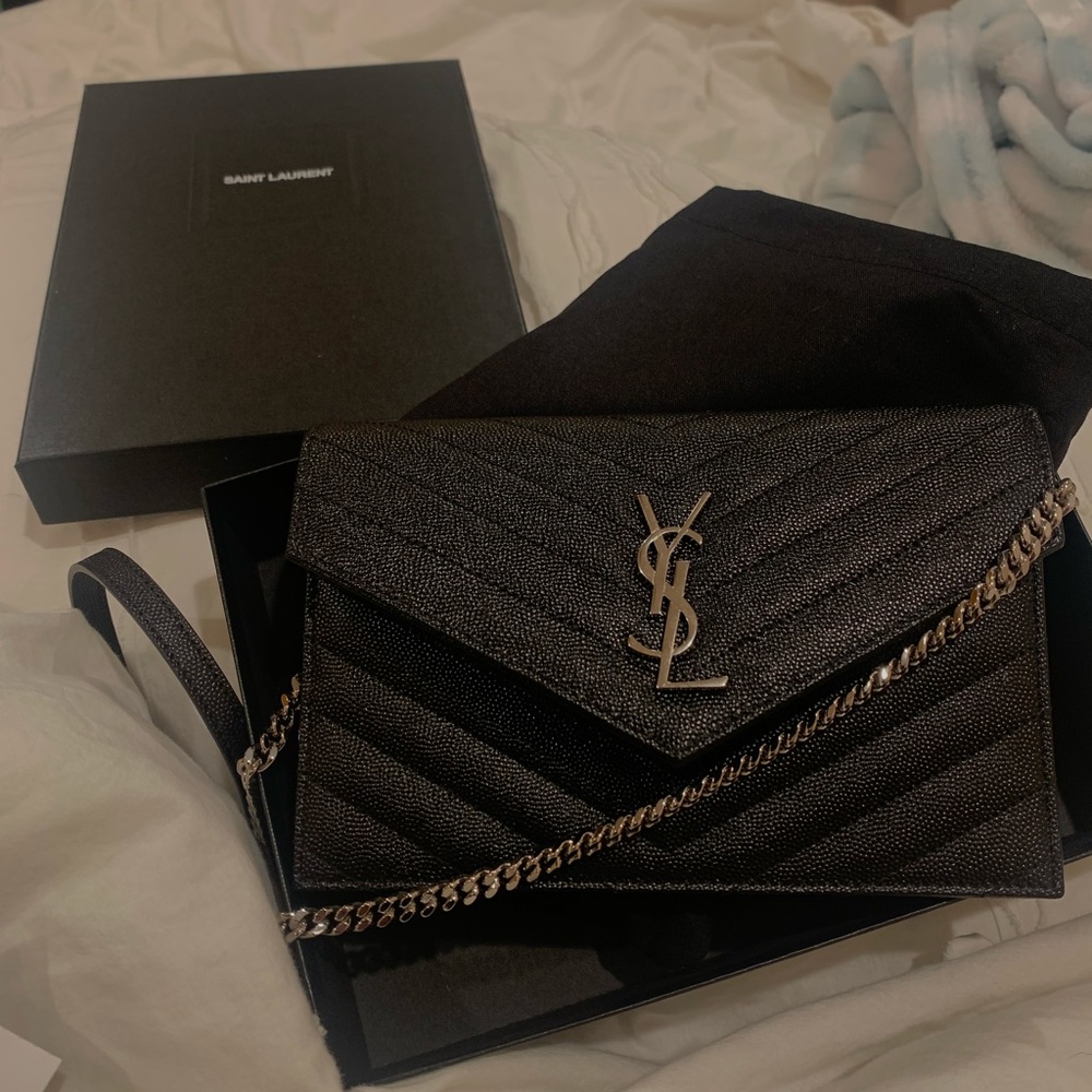 YSL chain leather wallet